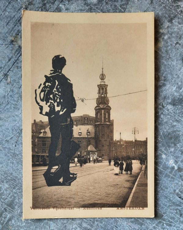 Linoleumdruk op ansichtkaart VII